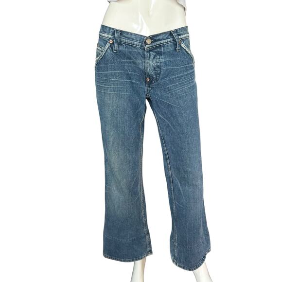 Hudson Denim - Hudson Jeans Distressed Wide Leg Mid Rise Size 32 Y2K Style